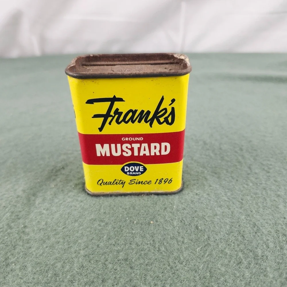 Vintage Franks Dove Brand Ground Mustard Spice Tin-Cincinnati Ohio